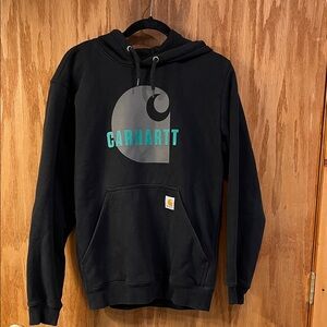 Carhartt Black Hoodie with Teal Logo